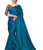 Olive plain silk saree with blouse