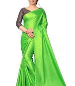 Parrot green plain silk saree with blouse