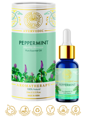 Divine Aroma Peppermint Essential Oil | 100% Pure & Natural | For Skin, Hair, Cooling & Refreshing Properties | 10ml 2