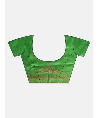 green plain art silk saree with blouse with blouse 4