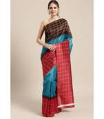 multicolor plain Bhagalpuri Silk saree with blouse with blouse