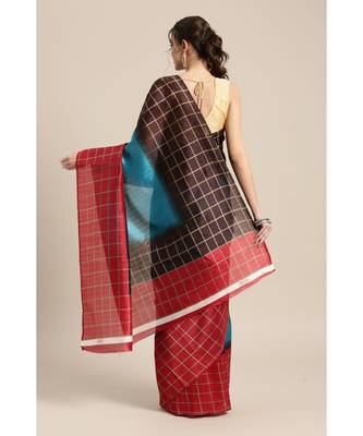 multicolor plain Bhagalpuri Silk saree with blouse with blouse 2