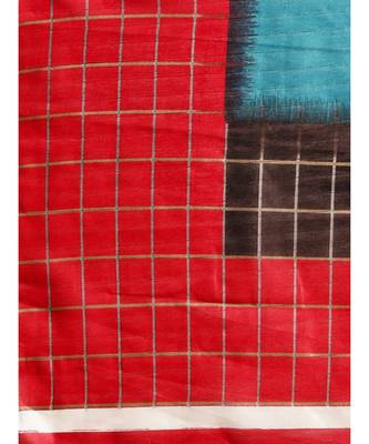multicolor plain Bhagalpuri Silk saree with blouse with blouse 3
