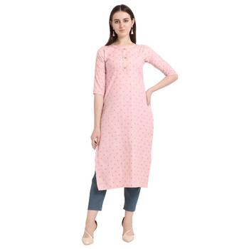 Peach printed cotton ethnic-kurtis 1