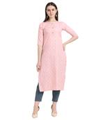 Peach printed cotton ethnic-kurtis
