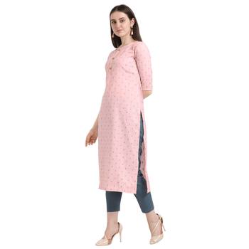 Peach printed cotton ethnic-kurtis 2