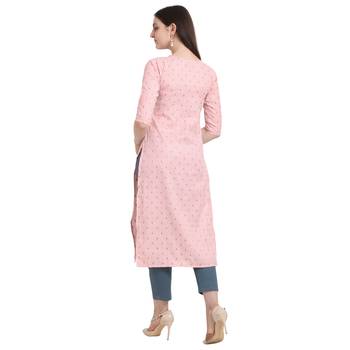 Peach printed cotton ethnic-kurtis 3