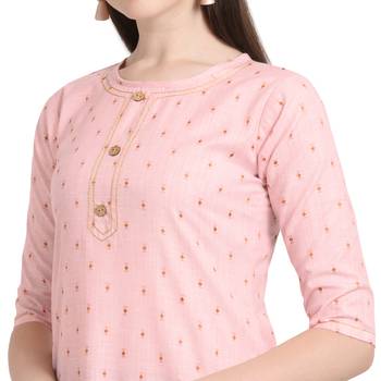 Peach printed cotton ethnic-kurtis 4