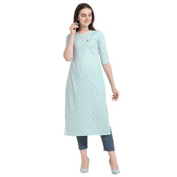 Blue printed cotton ethnic-kurtis 1