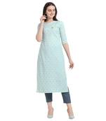 Blue printed cotton ethnic-kurtis