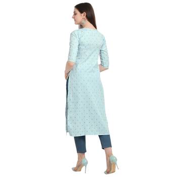 Blue printed cotton ethnic-kurtis 3