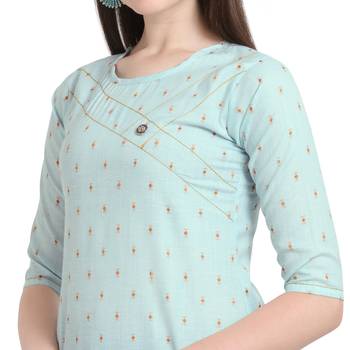 Blue printed cotton ethnic-kurtis 4