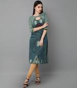 Blue embroidered cotton ethnic-kurtis
