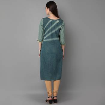 Blue embroidered cotton ethnic-kurtis
 2