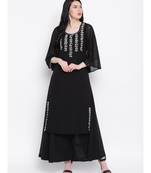 Black georgette sequence work kurti with flared palazzo