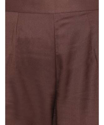 Cotton rayon hand embroided dark brown kurti with matching trousers 5
