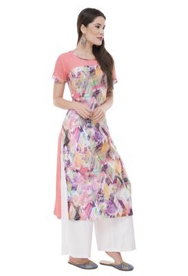 Multicolor plain georgette ethnic-kurtis 3