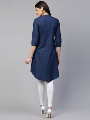 Blue embroidered cotton ethnic-kurtis 2