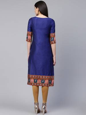 Blue plain cotton ethnic-kurtis 2