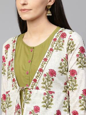 Off-white printed cotton ethnic-kurtis 5