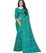 Green woven art silk saree with blouse