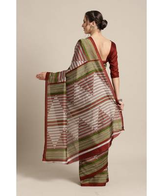Grey woven Bhagalpuri Silk saree with blouse 2