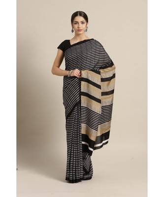 multicolor woven cotton saree with blouse 1