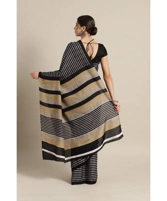 multicolor woven cotton saree with blouse 2