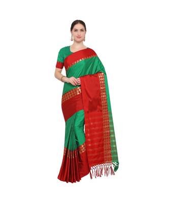 multicolor woven cotton saree with blouse 1