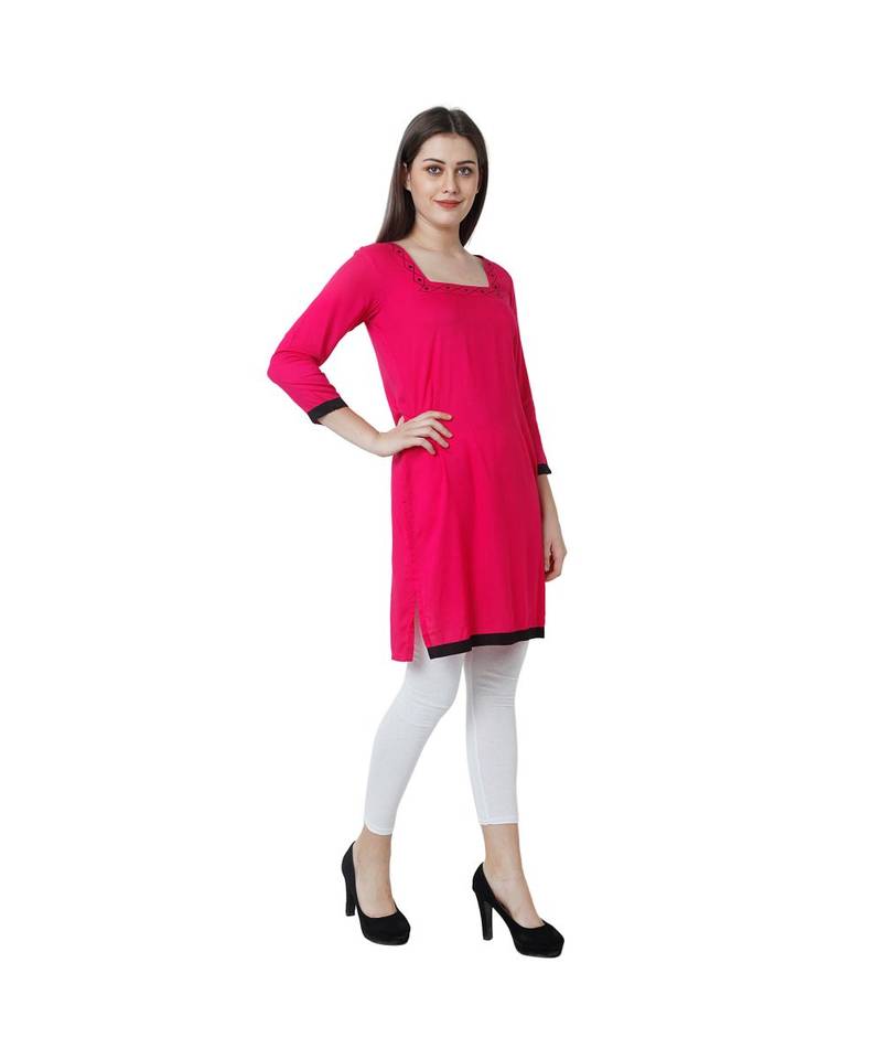 magenta printed rayon kurti