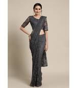 Grey woven net saree with blouse
