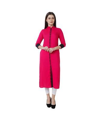 magenta printed rayon kurti 1