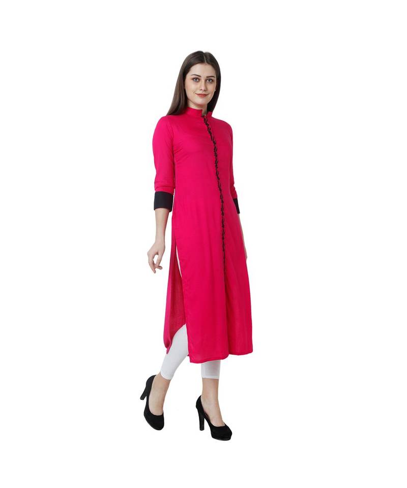 magenta printed rayon kurti