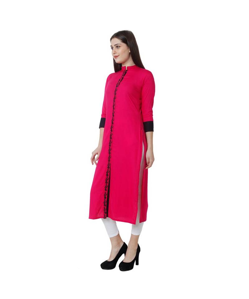 magenta printed rayon kurti