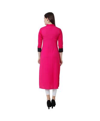 magenta printed rayon kurti 4