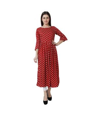 orange printed rayon kurti 1