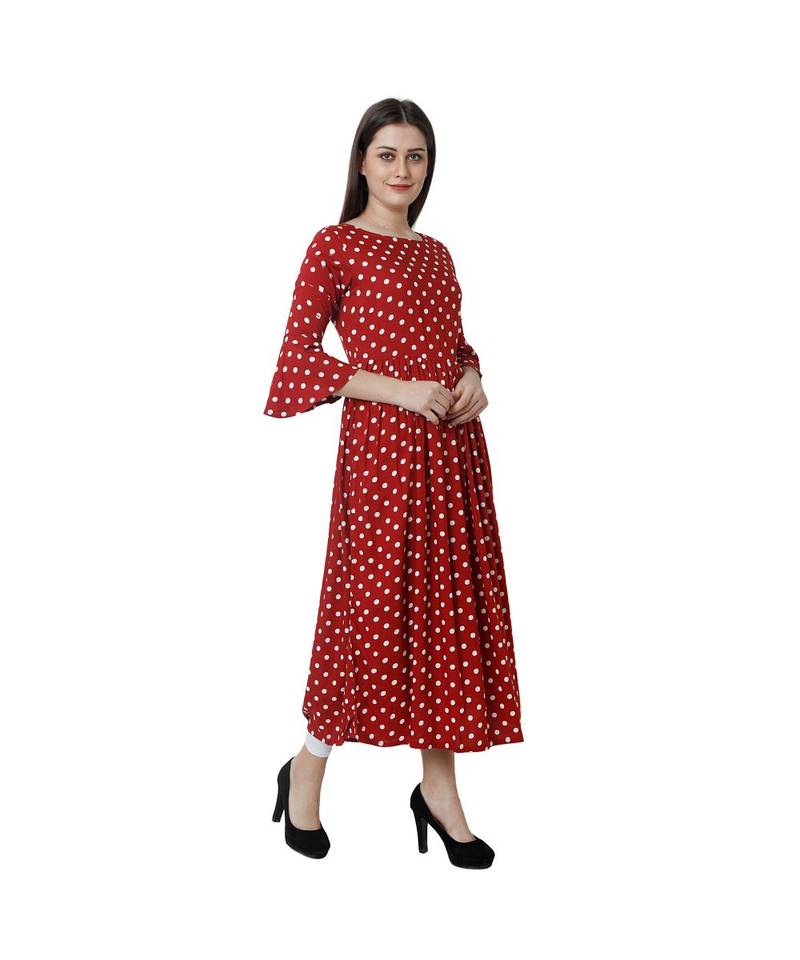 orange printed rayon kurti