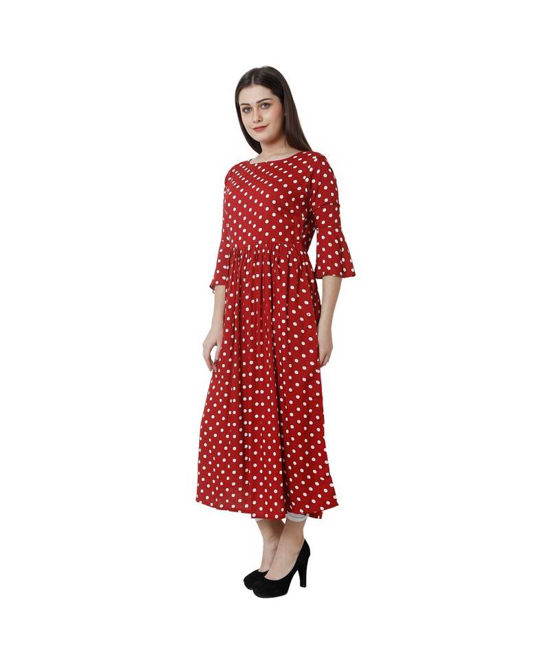 orange printed rayon kurti