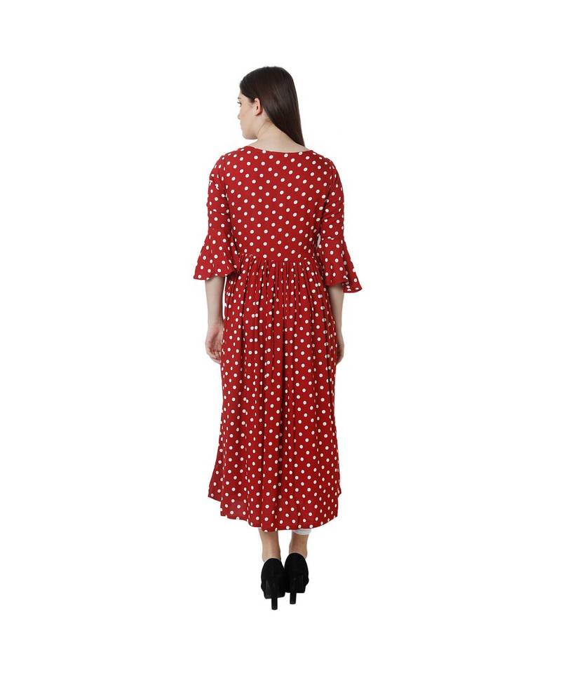 orange printed rayon kurti