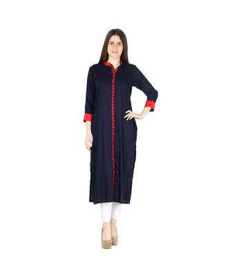 blue printed rayon kurti 1