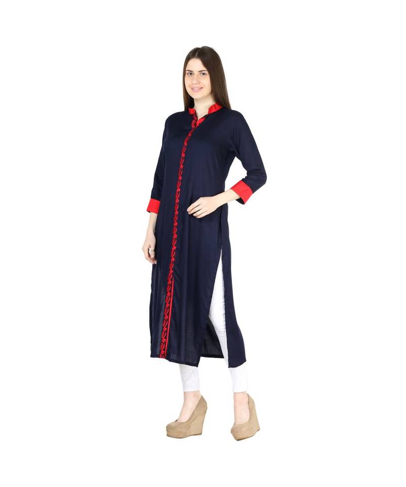 blue printed rayon kurti