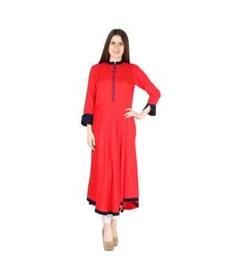 red printed rayon kurti 1