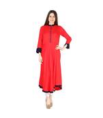 red printed rayon kurti