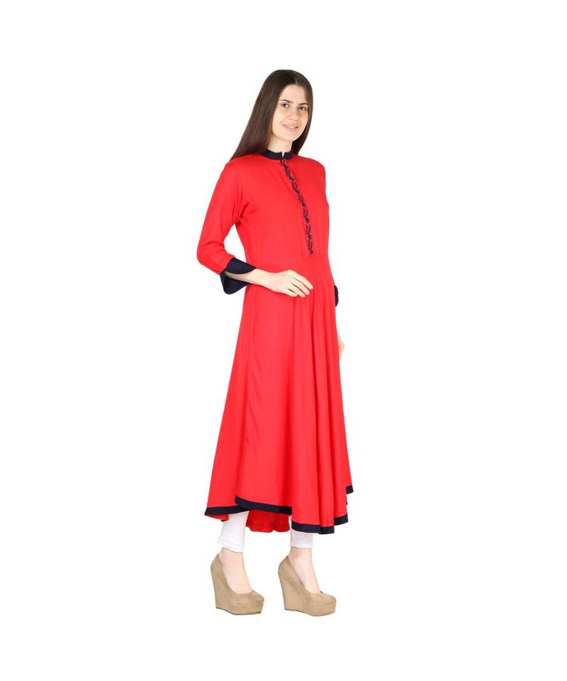 red printed rayon kurti