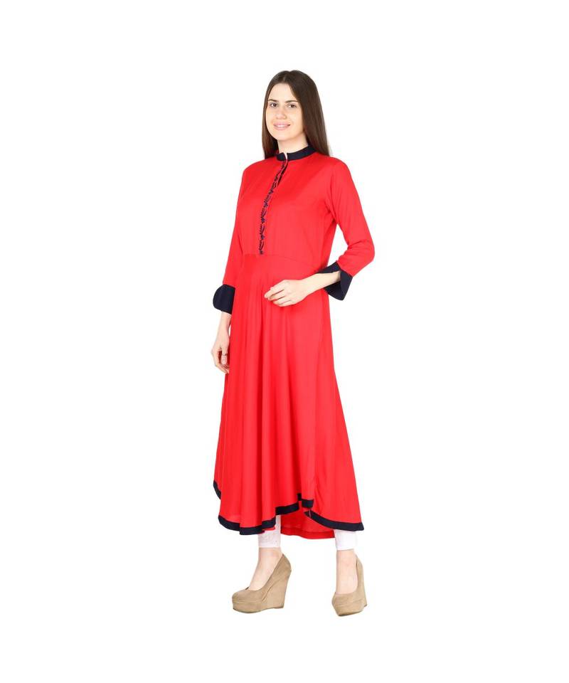 red printed rayon kurti