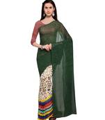 Green woven georgette saree with blouse