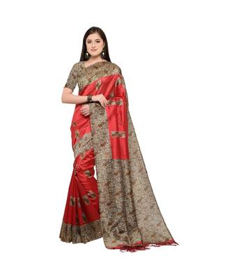 Red woven Art Silk saree with blouse 1
