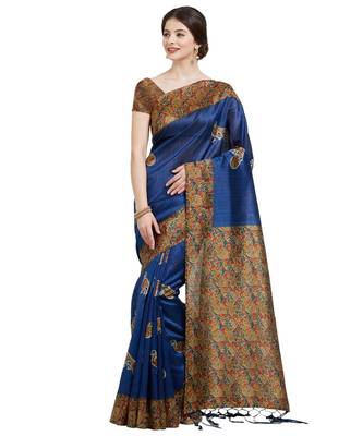 blue woven Art Silk saree with blouse 1