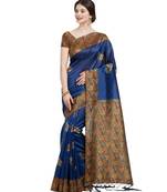 blue woven Art Silk saree with blouse