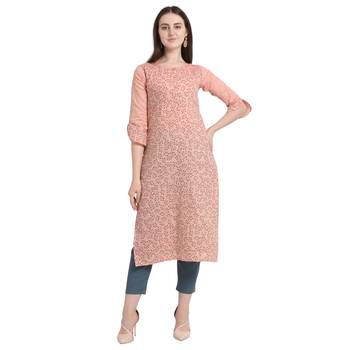 Peach printed cotton kurtas-and-kurtis 1